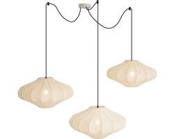 QAZQA plu - Japandi Hanglamp voor boven de eettafel | in eetkamer - 3 lichts - L 100 cm - Crème - Woonkamer | Slaapkamer | Keuken