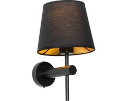 QAZQA pluk - Moderne Wandlamp voor binnen - 1 lichts - D 22 cm - Zwart - Woonkamer | Slaapkamer