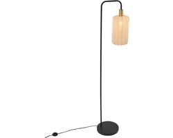 QAZQA pluni - Japandi Vloerlamp | Staande Lamp - 1 lichts - H 161 cm - Zwart Goud - Woonkamer | Slaapkamer | Keuken