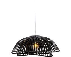 QAZQA pua - Oosterse Hanglamp voor boven de eettafel | in eetkamer - 1 lichts - Ø 62 cm - Zwart - Woonkamer | Slaapkamer | Keuken