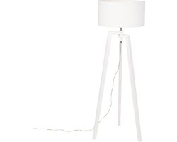QAZQA puros - Moderne Tripod | driepoot vloerlamp | Staande Lamp - 1 lichts - H 1450 mm - Wit - Woonkamer | Slaapkamer | Keuken