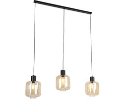 QAZQA qara - Design Hanglamp eettafel voor boven de eettafel | in eetkamer - 3 lichts - L 1400 mm - Beige - Woonkamer | Slaapkamer | Keuken