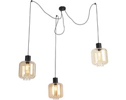 QAZQA qara - Design Hanglamp met kap voor boven de eettafel | in eetkamer - 3 lichts - Ø 750 mm - Beige - Woonkamer | Slaapkamer | Keuken