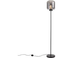 QAZQA qara - Design Vloerlamp | Staande Lamp met kap - 1 lichts - H 1610 mm - Zwart - Woonkamer | Slaapkamer | Keuken