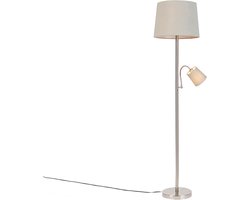 QAZQA retro - Klassieke Dimbare LED Smart Vloerlamp | Staande Lamp met flexarm incl. wifi met Dimmer - 1 lichts - H 158 cm - Grijs - Woonkamer | Slaapkamer | Keuken