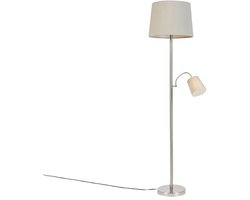 QAZQA retro - Klassieke Vloerlamp | Staande Lamp met flexarm met leeslamp - 1 lichts - H 1580 mm - Grijs - Woonkamer | Slaapkamer | Keuken