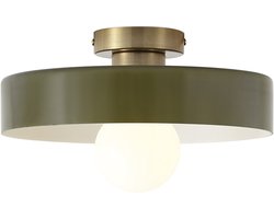 Qazqa retro plafondlamp, plafonniere - Jina - groen, rond, 30cm, ideaal als hal, slaapkamer en woonkamer lamp
