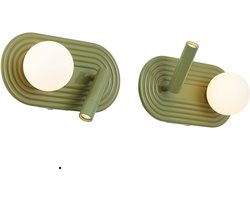 Qazqa retro wandlamp met leesarm - Lila - groen, max. 8W, geschikt voor led, 18.8cm, ideaal als slaapkamer en woonkamer lamp