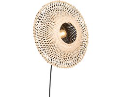 QAZQA rina - Oosterse Dimbare LED Smart Wandlamp incl. wifi met Dimmer voor binnen - 1 lichts - D 16.5 cm - Naturel - Woonkamer | Slaapkamer | Keuken