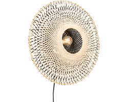 QAZQA rina - Oosterse Dimbare LED Smart Wandlamp incl. wifi met Dimmer voor binnen - 1 lichts - D 19 cm - Naturel - Woonkamer | Slaapkamer | Keuken