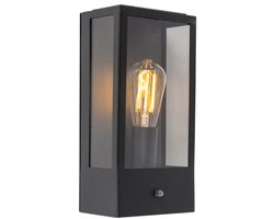 QAZQA rotterdam Wandlamp voor buiten - Met sensor - 1 lichts - D 100 mm - Zwart