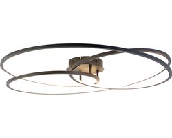 QAZQA rowin - Design Dimbare LED Plafondlamp met Dimmer - 1 lichts - Ø 78.5 cm - Zwart - Woonkamer | Slaapkamer | Keuken