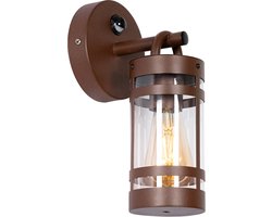 QAZQA ruben - Industriele Wandlamp met Bewegingsmelder | Bewegingssensor | sensor voor buiten - 1 lichts - D 168 mm - Roestbruin - Industrieel - Buitenverlichting