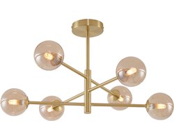 QAZQA ryan - Moderne Plafondlamp - 6 lichts - L 62 cm - Messing - Woonkamer | Slaapkamer | Keuken