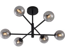 QAZQA ryan - Moderne Plafondlamp - 6 lichts - L 62 cm - Zwart - Woonkamer | Slaapkamer | Keuken