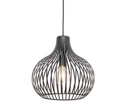 QAZQA saffira - Moderne Hanglamp - 1 lichts - Ø 380 mm - Zwart - Woonkamer | Slaapkamer | Keuken