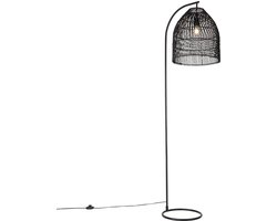 QAZQA sam - Landelijke Vloerlamp | Staande Lamp - 1 lichts - H 178 cm - Zwart - Woonkamer | Slaapkamer | Keuken