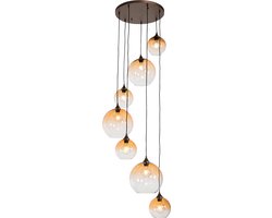 QAZQA sandra - Art Deco Grote hanglamp voor boven de eettafel | in eetkamer - 7 lichts - Ø 65 cm - Brons - Woonkamer | Slaapkamer | Keuken