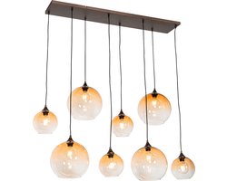 QAZQA sandra - Art Deco Grote hanglamp voor boven de eettafel | in eetkamer - 8 lichts - L 140 cm - Brons - Woonkamer | Slaapkamer | Keuken