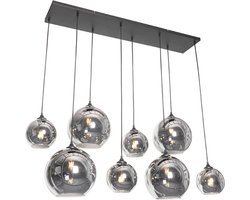 QAZQA sandra - Art Deco Grote hanglamp voor boven de eettafel | in eetkamer - 8 lichts - L 1400 mm - Zwart - Woonkamer | Slaapkamer | Keuken