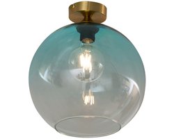 QAZQA sandra - Art Deco Plafondlamp - 1 lichts - Ø 30 cm - Blauw - Woonkamer | Slaapkamer | Keuken