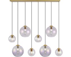 QAZQA sandra - Hanglamp voor boven de eettafel | in eetkamer - 8 lichts - L 135 cm - Goud/messing - Woonkamer