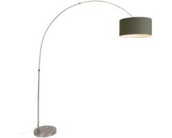 QAZQA Satin - Moderne Staande booglamp - 1 lichts - H 2200 mm - Groen - Woonkamer | Slaapkamer | Keuken