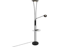 QAZQA sevilla - Moderne Dimbare LED Vloerlamp | Staande Lamp met Dimmer met leeslamp - 1 lichts - H 180 cm - Zwart - Woonkamer | Slaapkamer