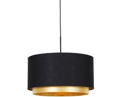 QAZQA shade-duo - Moderne Hanglamp met kap - 1 lichts - Ø 47 cm - Zwart Goud - Woonkamer | Slaapkamer | Keuken