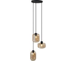 QAZQA sheena - Moderne Hanglamp - 3 lichts - Ø 42 cm - Zwart Goud - Woonkamer | Slaapkamer | Keuken