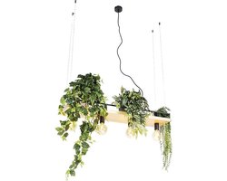 QAZQA shelf - Industriele Hanglamp eettafel voor boven de eettafel | in eetkamer - 4 lichts - L 100 cm - Zwart - Industrieel - Woonkamer