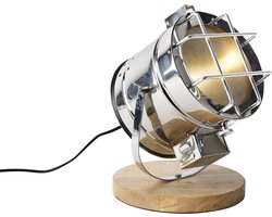 QAZQA shiny - Industriele Vloerlamp | Staande Lamp - 1 lichts - H 36 cm - Chroom - Industrieel - Woonkamer | Slaapkamer | Keuken