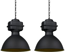 QAZQA sicko - Industriele Hanglamp - 2 stuks - H 1500 mm - Zwart - Industrieel - Woonkamer | Slaapkamer | Keuken