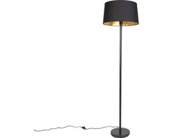 QAZQA simplo - Moderne Vloerlamp | Staande Lamp met kap - 1 lichts - H 1690 mm - Zwart - Woonkamer | Slaapkamer