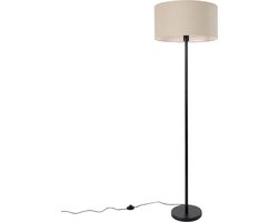 QAZQA simplo stof - Design Vloerlamp | Staande Lamp met kap - 1 lichts - H 170 cm - Zwart - Woonkamer | Slaapkamer | Keuken