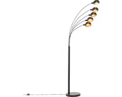 QAZQA sixties - Design Vloerlamp | Staande Lamp - 5 lichts - H 1980 mm - Zwart Goud - Woonkamer | Slaapkamer