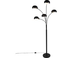 QAZQA sixties fl - Design Vloerlamp | Staande Lamp met zwenkarm - 5 lichts - H 1980 mm - Zwart - Woonkamer
