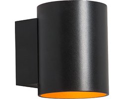 QAZQA sola - Moderne Wandlamp Up Down voor binnen - 1 lichts - D 100 mm - Zwart Goud - Woonkamer | Slaapkamer | Keuken