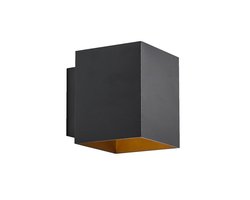 QAZQA sola - Moderne Wandlamp Up Down voor binnen - 1 lichts - D 100 mm - Zwart Goud - Woonkamer | Slaapkamer | Keuken