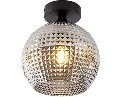 QAZQA sphere - Art Deco Plafondlamp - 1 lichts - Ø 200 mm - Zwart - Woonkamer | Slaapkamer | Keuken