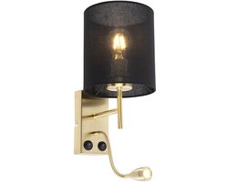 QAZQA stacca - Art Deco LED Wandlamp voor binnen - 1 lichts - D 200 mm - Zwart Goud - Woonkamer | Slaapkamer