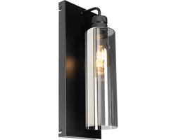 QAZQA stavelot - Moderne Wandlamp voor binnen - 1 lichts - D 15 cm - Zwart - Woonkamer | Slaapkamer | Keuken