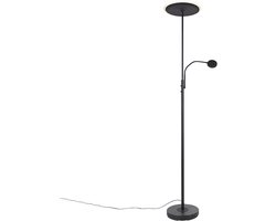 QAZQA strela - Moderne Dimbare LED Vloerlamp | Staande Lamp met Dimmer met leeslamp - 1 lichts - H 1800 mm - Zwart - Woonkamer | Slaapkamer | Keuken