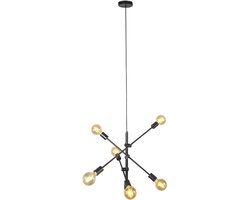 QAZQA Sydney 6 - Hanglamp - 6 lichts - 750 mm - zwart