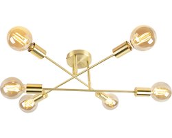 QAZQA sydney - Industriele LED Smart Plafondlamp incl. wifi - 6 lichts - Ø 55 cm - Messing - Industrieel - Woonkamer | Slaapkamer | Keuken