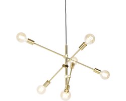 QAZQA sydney - Retro LED Smart Hanglamp incl. wifi voor boven de eettafel | in eetkamer - 1 lichts - Ø 78 cm - Messing - Woonkamer | Slaapkamer | Keuken