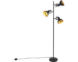 QAZQA Tommy FL Vloerlamp - 3 lichts - H 153 cm - Zwart