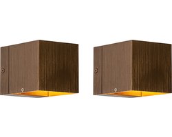 QAZQA transfer - Moderne Dimbare LED Smart Wandlamp incl. wifi met Dimmer voor binnen - 2 stuks - D 10.5 cm - Brons - Woonkamer | Slaapkamer | Keuken