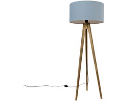QAZQA tripod_classic - Landelijke Tripod | driepoot vloerlamp | Staande Lamp - 1 lichts - H 136 cm - Blauw - Woonkamer | Slaapkamer