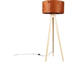 QAZQA tripod_classic - Landelijke Tripod | driepoot vloerlamp | Staande Lamp - 1 lichts - H 136 cm - Oranje - Woonkamer | Slaapkamer | Keuken